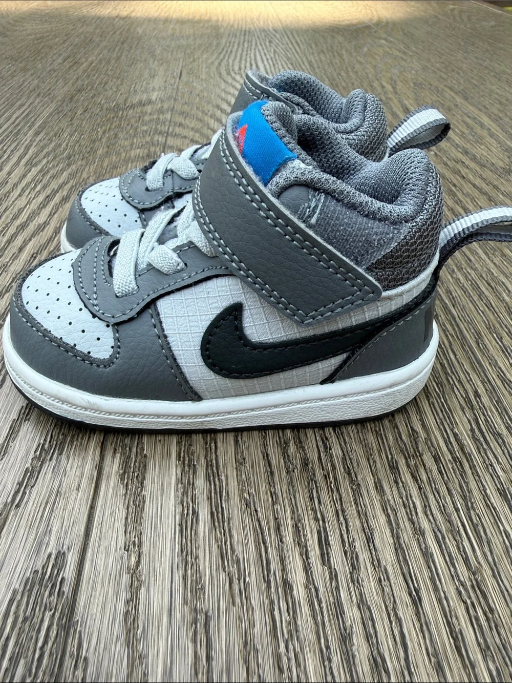 Nike infant Gray and Black High-Top Sneakers with Hook-and-Loop Strap